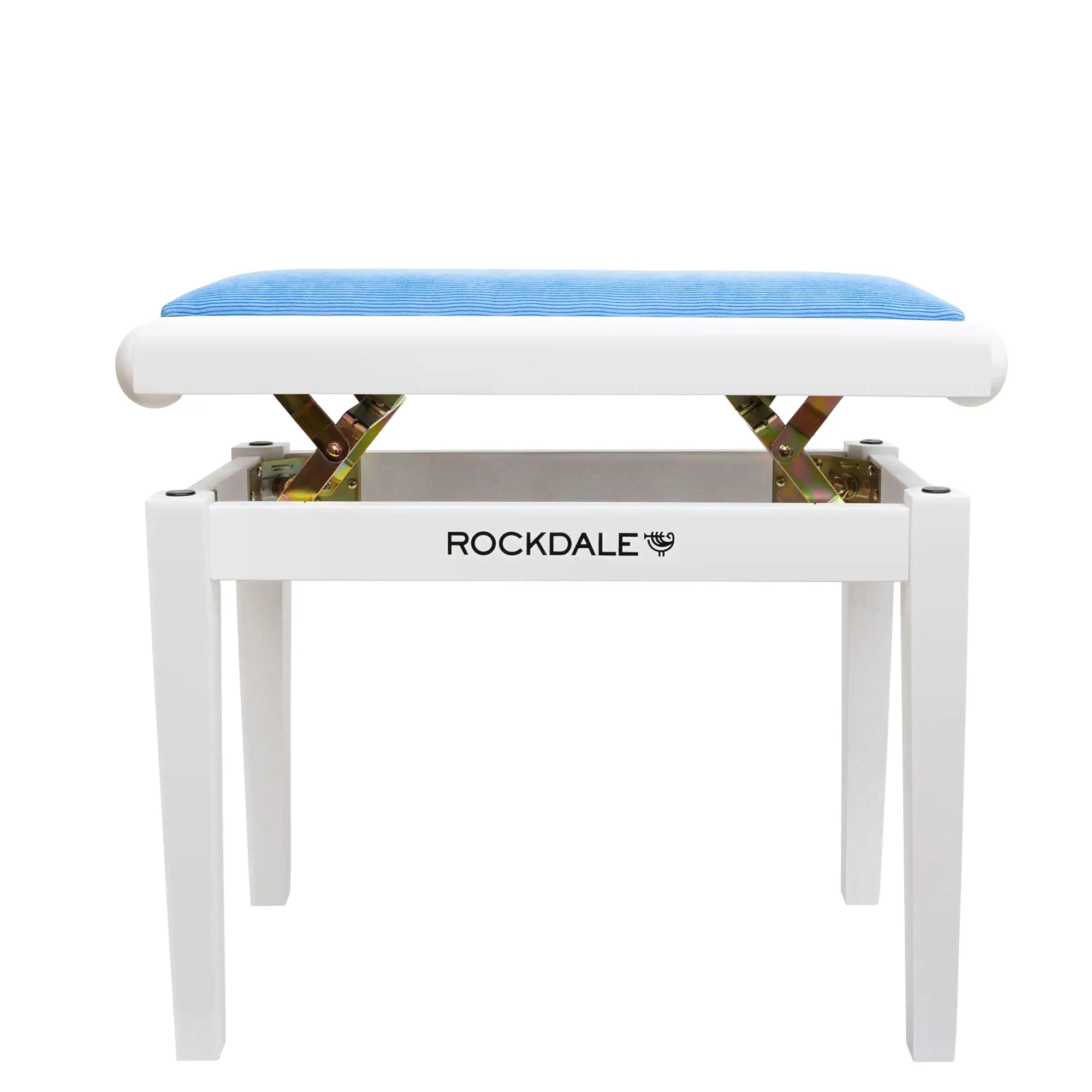 ROCKDALE RHAPSODY 131 SV WHITE BLUE деревянная банкетка с регулировкой высоты,цвет корпуса бел, сиденье вельвет в рубчик голуб.-4