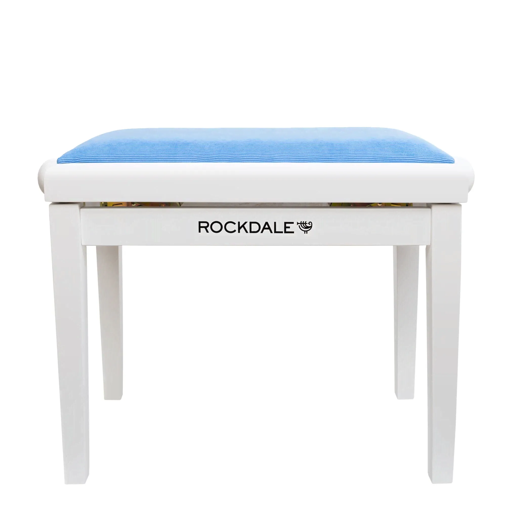 ROCKDALE RHAPSODY 131 SV WHITE BLUE деревянная банкетка с регулировкой высоты,цвет корпуса бел, сиденье вельвет в рубчик голуб.-4
